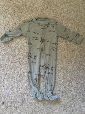 Carter's Sage Green Airplane Footed Pajamas